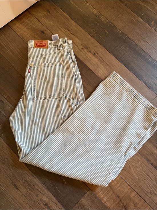 Levi's Denim - Levi's Light Blue & White Striped Wide Leg carpenter Jeans